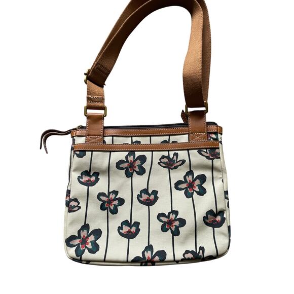 Fossil Womens/Teen Off White/Beige Floral Coated Canvas Crossbody bag Casual - Picture 2 of 7